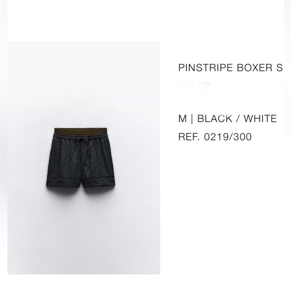 Zara PINSTRIPE BOXER SHORTS Woman’s Size M NEW Black Brown Pockets Elastic Waist - Picture 3 of 15